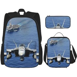 JABNOW America Warplane Ocean Printed Backpack Set, Backpack Combination with Lunch Bag Pencil Bag for Picnics, Outings(Unisex) JABNOW America Warplane Ocean Printed Backpack Set, Backpack Combination with Lunch Bag Pencil Bag for Picnics, Outings(Unisex)