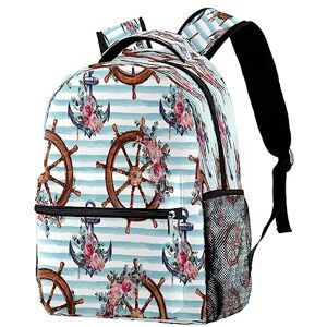 Generic Blue White Flower Helm Anchor Daypack Backpack School Bag Casual Book Pack Generic Blue White Flower Helm Anchor Daypack Backpack School Bag Casual Book Pack