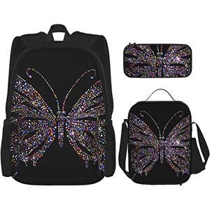 Butterfly Backpack Set Three Piece Pocket Backpack Crossbody Lunch Bag Pencil Bag Set Boys' And Girls' Schoolbags, Butterfly, One Size, Backpack,crossbody,travel Butterfly Backpack Set Three Piece Pocket Backpack Crossbody Lunch Bag Pencil Bag Set Boys' And Girls' Schoolbags, Butterfly, One Size, Backpack,crossbody,travel