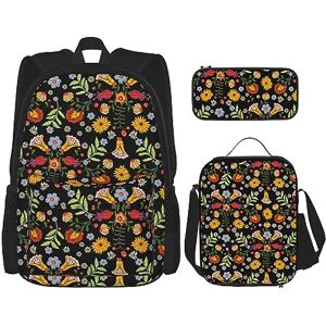 JABNOW Colorful Flowers Printed Backpack Set, Backpack Combination with Lunch Bag Pencil Bag for Picnics, Outings(Unisex) JABNOW Colorful Flowers Printed Backpack Set, Backpack Combination with Lunch Bag Pencil Bag for Picnics, Outings(Unisex)