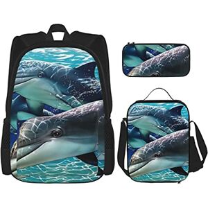 TOPUNY Fishing Lure Style printed Backpack trio - duffel bag, lunch bag, pencil case, Dolphins, One Size, Daypack Backpacks TOPUNY Fishing Lure Style printed Backpack trio - duffel bag, lunch bag, pencil case, Dolphins, One Size, Daypack Backpacks
