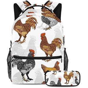 Gwhzzp VAPOKF School Bag Set for Teen Girls Boys, Student Bookbag Backpack Rucksack with Pencil Case for School - Beautiful Rooster and Hen Gwhzzp VAPOKF School Bag Set for Teen Girls Boys, Student Bookbag Backpack Rucksack with Pencil Case for School - Beautiful Rooster and Hen