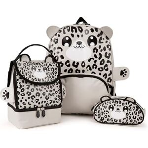 Zappi Co Children's Snow Leopard Backpack Triple Set Package Includes Backpack, Lunch Box, and Pencil Case Fun Wildlife Rucksack for Boys and Girls Back to School Essential Zappi Co Children's Snow Leopard Backpack Triple Set Package Includes Backpack, Lunch Box, and Pencil Case Fun Wildlife Rucksack for Boys and Girls Back to School Essential