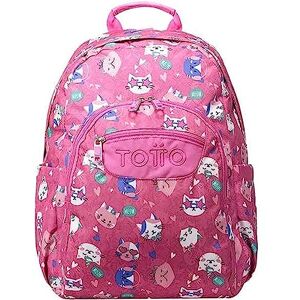 Totto School Backpack Adaptable to Pink Party Kittens Large Size Watercolors Totto School Backpack Adaptable to Pink Party Kittens Large Size Watercolors