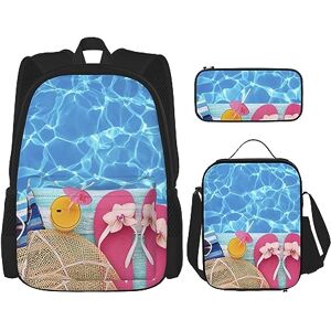 JABNOW Cool Pool Water Printed Backpack Set, Backpack Combination with Lunch Bag Pencil Bag for Picnics, Outings(Unisex) JABNOW Cool Pool Water Printed Backpack Set, Backpack Combination with Lunch Bag Pencil Bag for Picnics, Outings(Unisex)