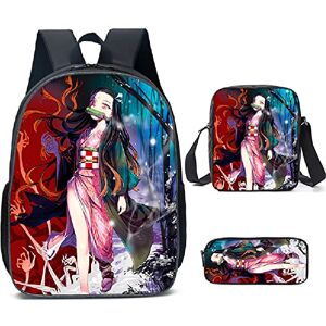 JUVENIL Dem-on Slay-er 3 Piece Kids Backpack Set,Anime Rucksack Waterproof Bookbag,Students School Bag with Thermal Lunch Box Pencil Case-A Set of 3 JUVENIL Dem-on Slay-er 3 Piece Kids Backpack Set,Anime Rucksack Waterproof Bookbag,Students School Bag with Thermal Lunch Box Pencil Case-A Set of 3