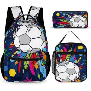 WCEECE School Backpack 3Pcs for Kids Pencil Case,Shoulder Bags,Youth Football Soccer Bag Fashion Practical Book Bag Suitable for Teenagers and Students WCEECE School Backpack 3Pcs for Kids Pencil Case,Shoulder Bags,Youth Football Soccer Bag Fashion Practical Book Bag Suitable for Teenagers and Students