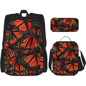 Monarch Butterflies Backpack Set Three Piece Pocket Backpack Crossbody Lunch Bag Pencil Bag Set Boys' And Girls' Schoolbags, Black, One Size, Backpack,crossbody,travel Monarch Butterflies Backpack Set Three Piece Pocket Backpack Crossbody Lunch Bag Pencil Bag Set Boys' And Girls' Schoolbags, Black, One Size, Backpack,crossbody,travel