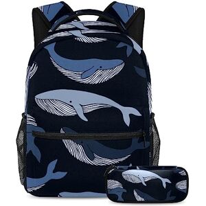 Gwhzzp VAPOKF School Bag Set for Teen Girls Boys, Student Bookbag Backpack Rucksack with Pencil Case for School - Marine Whale on Dark Blue Gwhzzp VAPOKF School Bag Set for Teen Girls Boys, Student Bookbag Backpack Rucksack with Pencil Case for School - Marine Whale on Dark Blue