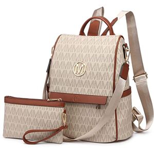 MKP COLLECTION MKP Women Fashion Backpack Purse Multi Pockets Signature Anti-Theft Rucksack Travel Ladies Shoulder Bag Handbag 2Pcs, Beige, 11.8"L x 5.5"W x 14"H, Women Fashion Backpack MKP COLLECTION MKP Women Fashion Backpack Purse Multi Pockets Signature Anti-Theft Rucksack Travel Ladies Shoulder Bag Handbag 2Pcs, Beige, 11.8"L x 5.5"W x 14"H, Women Fashion Backpack