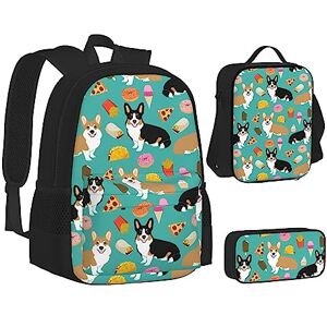 TOMPPY Cute Dogs Printed Books Bag with Lunch Bag and Pencil Case for Elementary,3pcs Backpack Sets TOMPPY Cute Dogs Printed Books Bag with Lunch Bag and Pencil Case for Elementary,3pcs Backpack Sets