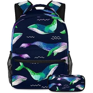 Gwhzzp VAPOKF School Bag Set for Teen Girls Boys, Student Bookbag Backpack Rucksack with Pencil Case for School - Watercolor Marine Life Whales Gwhzzp VAPOKF School Bag Set for Teen Girls Boys, Student Bookbag Backpack Rucksack with Pencil Case for School - Watercolor Marine Life Whales