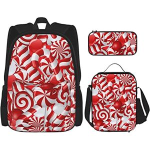 Candy Canes Backpack Set Three Piece Pocket Backpack Crossbody Lunch Bag Pencil Bag Set Boys' And Girls' Schoolbags, Black, One Size, Backpack,crossbody,travel Candy Canes Backpack Set Three Piece Pocket Backpack Crossbody Lunch Bag Pencil Bag Set Boys' And Girls' Schoolbags, Black, One Size, Backpack,crossbody,travel