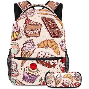 Gwhzzp VAPOKF School Bag Set for Teen Girls Boys, Student Bookbag Backpack Rucksack with Pencil Case for School - Cakes Candy Marshmallow and Coffee Gwhzzp VAPOKF School Bag Set for Teen Girls Boys, Student Bookbag Backpack Rucksack with Pencil Case for School - Cakes Candy Marshmallow and Coffee