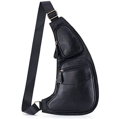 KPYWZER Vintage Leather Sling Bag Backpack for Men Crossbody Shoulder Chest DayPack Backpacks, #01black, 16x8x30cm/6.29x3.14x11.81inch(L*W*H), Vintage KPYWZER Vintage Leather Sling Bag Backpack for Men Crossbody Shoulder Chest DayPack Backpacks, #01black, 16x8x30cm/6.29x3.14x11.81inch(L*W*H), Vintage
