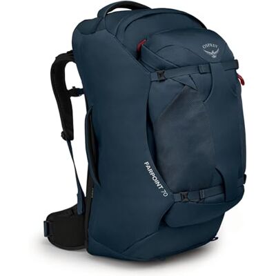 Osprey Farpoint Men's Travel Pack, 70L, Muted Space Blue, O/S Osprey Farpoint Men's Travel Pack, 70L, Muted Space Blue, O/S