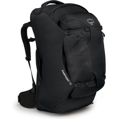 Osprey Farpoint Men's Travel Pack, 70L, Black, O/S Osprey Farpoint Men's Travel Pack, 70L, Black, O/S