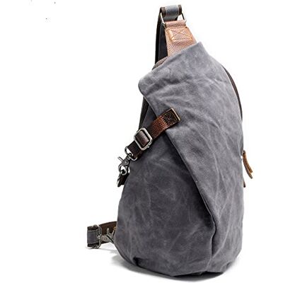 Lmagice Men's Sling Backpack Waxed Canvas Crossbody Bag Casual Daypacks, Light Grey, Canvas Lmagice Men's Sling Backpack Waxed Canvas Crossbody Bag Casual Daypacks, Light Grey, Canvas