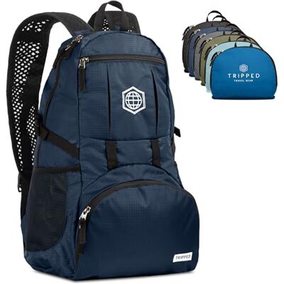 TRIPPED Travel Gear WorldTraveler HD Travel Daybag Hiking Backpack- Best Water Resistant Ultra Lightweight Daypack For Men And Women Blue TRIPPED Travel Gear WorldTraveler HD Travel Daybag Hiking Backpack- Best Water Resistant Ultra Lightweight Daypack For Men And Women Blue