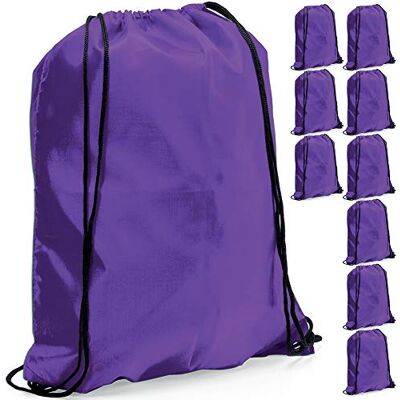 eBuyGB Pack of 10 Plain Polyester Drawstring Backpack, Gym Rucksack, School Sport Bag, PE Kit, Book Bag Ideal for Printing, Cameo, Heat Transfer Vinyl (Purple), 34 x 42 cm eBuyGB Pack of 10 Plain Polyester Drawstring Backpack, Gym Rucksack, School Sport Bag, PE Kit, Book Bag Ideal for Printing, Cameo, Heat Transfer Vinyl (Purple), 34 x 42 cm