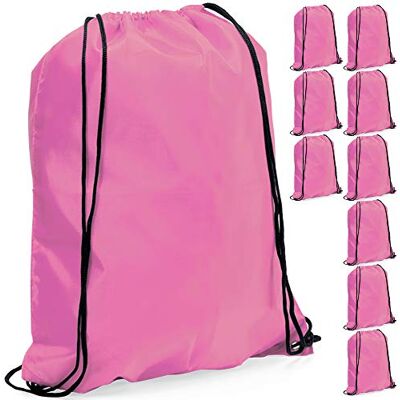 eBuyGB Pack of 10 Plain Polyester Drawstring Backpack, Gym Rucksack, School Sport Bag, PE Kit, Book Bag Ideal for Printing, Cameo, Heat Transfer Vinyl (Pink),34 x 42 cm eBuyGB Pack of 10 Plain Polyester Drawstring Backpack, Gym Rucksack, School Sport Bag, PE Kit, Book Bag Ideal for Printing, Cameo, Heat Transfer Vinyl (Pink),34 x 42 cm