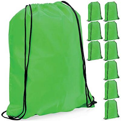 eBuyGB Unisex Backpack, Rucksack, Bag, Kit, Pack of 10 Plain Polyester Drawstring Backpack Gym Rucksack School Sport Bag PE Kit Book Bag, Lime Green, 34 x 42 cm UK eBuyGB Unisex Backpack, Rucksack, Bag, Kit, Pack of 10 Plain Polyester Drawstring Backpack Gym Rucksack School Sport Bag PE Kit Book Bag, Lime Green, 34 x 42 cm UK