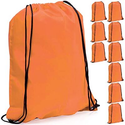 eBuyGB Pack of 10 Plain Polyester Drawstring Backpack, Gym Rucksack, School Sport Bag, PE Kit, Book Bag Ideal for Printing, Cameo, Heat Transfer Vinyl (Orange), 34 x 42 cm eBuyGB Pack of 10 Plain Polyester Drawstring Backpack, Gym Rucksack, School Sport Bag, PE Kit, Book Bag Ideal for Printing, Cameo, Heat Transfer Vinyl (Orange), 34 x 42 cm