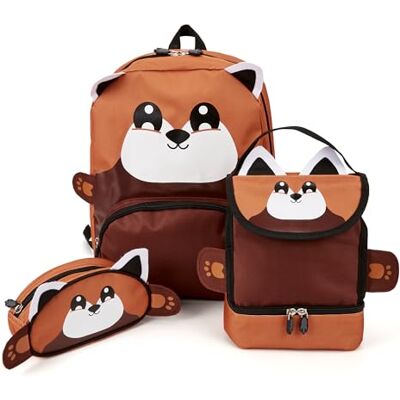 Zappi Co Red Panda Backpack Set Featuring Backpack, Lunch Box, and Pencil Case Enchanting Forest Rucksack for School Zappi Co Red Panda Backpack Set Featuring Backpack, Lunch Box, and Pencil Case Enchanting Forest Rucksack for School