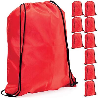 eBuyGB Pack of 10 Plain Polyester Drawstring Backpack, Gym Rucksack, School Sport Bag, PE Kit, Book Bag Ideal for Printing, Cameo, Heat Transfer Vinyl (Red), 34 x 42 cm eBuyGB Pack of 10 Plain Polyester Drawstring Backpack, Gym Rucksack, School Sport Bag, PE Kit, Book Bag Ideal for Printing, Cameo, Heat Transfer Vinyl (Red), 34 x 42 cm