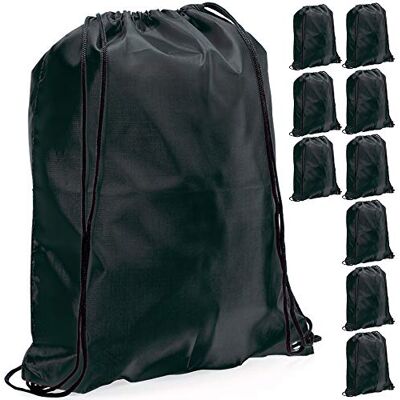 eBuyGB Pack of 10 Plain Polyester Drawstring Backpack, Gym Rucksack, School Sport Bag, PE Kit, Book Bag Ideal for Printing, Cameo, Heat Transfer Vinyl (Black), 34 x 42 cm eBuyGB Pack of 10 Plain Polyester Drawstring Backpack, Gym Rucksack, School Sport Bag, PE Kit, Book Bag Ideal for Printing, Cameo, Heat Transfer Vinyl (Black), 34 x 42 cm