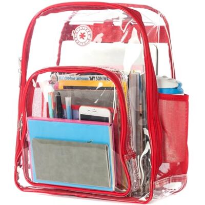 K-Cliffs Heavy Duty Clear Backpack See Through Daypack Student Transparent School Bookbag Clear - K-Cliffs Heavy Duty Clear Backpack See Through Daypack Student Transparent School Bookbag Clear -