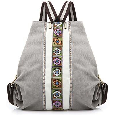 Goodhan Women Canvas Backpack Daypack Casual Shoulder Bag, Vintage Heavy-duty Anti-theft Travel Backpack, Light Grey, Look Small, Daypack Backpacks Goodhan Women Canvas Backpack Daypack Casual Shoulder Bag, Vintage Heavy-duty Anti-theft Travel Backpack, Light Grey, Look Small, Daypack Backpacks