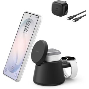 Belkin Ultracharge 3-in-1 Wireless Charging Station w/USB C Port for Smartwatch (watch charger not included), Qi2.2 Magnetic Charger 25W for Samsung S26, Galaxy Watch, Apple Watch, with 45W Adapter Belkin Ultracharge 3-in-1 Wireless Charging Station w/USB C Port for Smartwatch (watch charger not included), Qi2.2 Magnetic Charger 25W for Samsung S26, Galaxy Watch, Apple Watch, with 45W Adapter