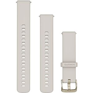 Garmin Quick Release Bands (18mm), suitable for selected Forerunner-,Venu- and vívoactive smartwatch series, Original accessory, Silicone, Ivory with Soft Gold Hardware Garmin Quick Release Bands (18mm), suitable for selected Forerunner-,Venu- and vívoactive smartwatch series, Original accessory, Silicone, Ivory with Soft Gold Hardware
