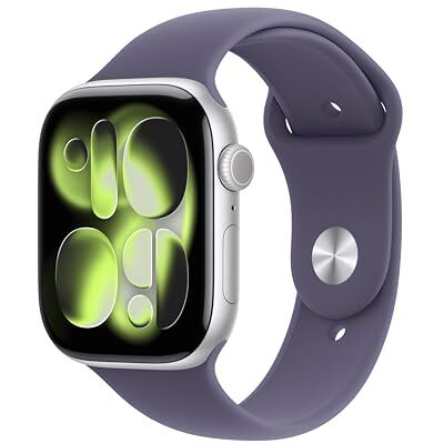 Apple Watch Series 11 GPS + Cellular 46mm Smartwatch with Silver Aluminium Case with Purple Fog Sport Band M/L. Sleep Score, Fitness Tracker, Health Monitoring, Always-On Display, Water Resistant Apple Watch Series 11 GPS + Cellular 46mm Smartwatch with Silver Aluminium Case with Purple Fog Sport Band M/L. Sleep Score, Fitness Tracker, Health Monitoring, Always-On Display, Water Resistant