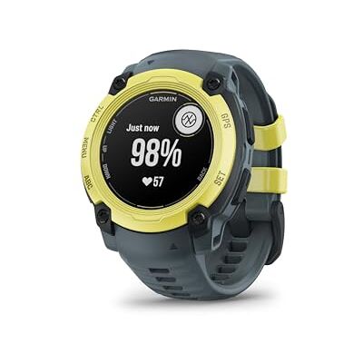 Garmin Instinct E, 40 mm rugged GPS smartwatch with essential smart features, built in sports apps, supertough design features, up to 14 days battery life, Electric Lime Bezel with Twilight band Garmin Instinct E, 40 mm rugged GPS smartwatch with essential smart features, built in sports apps, supertough design features, up to 14 days battery life, Electric Lime Bezel with Twilight band