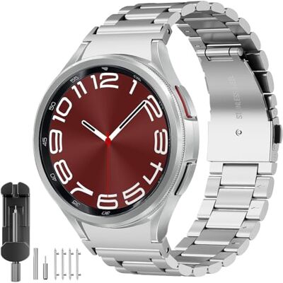 SUNDAREE Compatible with Strap Samsung Galaxy Watch 7 6 5 4 44MM 40MM/FE/Watch 6 4 Classic 47MM 46MM 43MM 42MM LTE/5 Pro 45MM,No Gap Silver Men Women Stainless Steel Metal Replacement Smartwatch Band SUNDAREE Compatible with Strap Samsung Galaxy Watch 7 6 5 4 44MM 40MM/FE/Watch 6 4 Classic 47MM 46MM 43MM 42MM LTE/5 Pro 45MM,No Gap Silver Men Women Stainless Steel Metal Replacement Smartwatch Band