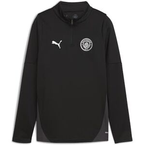 Puma Manchester City FC Kids' Training 1/4 Zip Top Longsleeve Tee 25/26, Black (Black x Silver), 164 Puma Manchester City FC Kids' Training 1/4 Zip Top Longsleeve Tee 25/26, Black (Black x Silver), 164