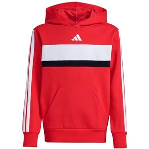 adidas Unisex Kids SEASONAL ESSENTIALS TIBERIO 3 STRIPES FLEECE HOODIE, pure ruby/white, 7-8 Years adidas Unisex Kids SEASONAL ESSENTIALS TIBERIO 3 STRIPES FLEECE HOODIE, pure ruby/white, 7-8 Years