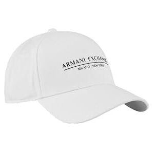 Armani Exchange Men's Essential, Milano/New York, Logo Lettering Baseball Cap, White, One Size Armani Exchange Men's Essential, Milano/New York, Logo Lettering Baseball Cap, White, One Size