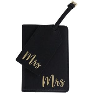 eBuyGB Mrs Passport Holder and Luggage Tag Set, Engagement Travel Gift, Honeymoon Destination Wedding, PU Leather Wedding Suitcase Tag, Newlyweds Gift, Wedding Present (Black) eBuyGB Mrs Passport Holder and Luggage Tag Set, Engagement Travel Gift, Honeymoon Destination Wedding, PU Leather Wedding Suitcase Tag, Newlyweds Gift, Wedding Present (Black)