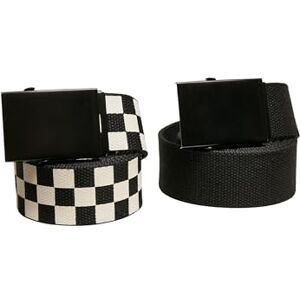Urban Classics Check and Solid Canvas Belt Pack of 2, Black/Off-White, Small-Medium Urban Classics Check and Solid Canvas Belt Pack of 2, Black/Off-White, Small-Medium