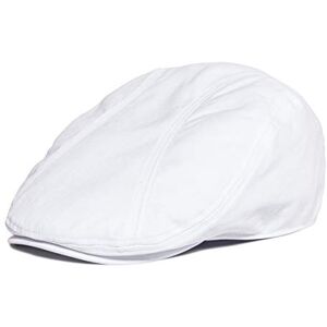 BOTVELA Men Cotton Twill Newsboy Flat Ivy Driving Hat Fitted Cap White 7 7/8 BOTVELA Men Cotton Twill Newsboy Flat Ivy Driving Hat Fitted Cap White 7 7/8