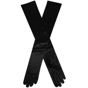 Dents Women's Long Satin Evening Gloves BLACK ONE