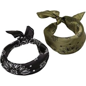 Urban Classics Satin Bandana, Pack of 2, Blk/Olive, One Size Urban Classics Satin Bandana, Pack of 2, Blk/Olive, One Size