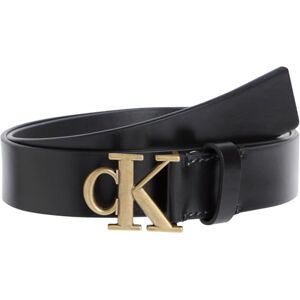Calvin Klein Women's Monogram Plaque Buckle 3 cm Leather Belt, Black (Black/Tumbled Gold), 33.5 inches Calvin Klein Women's Monogram Plaque Buckle 3 cm Leather Belt, Black (Black/Tumbled Gold), 33.5 inches