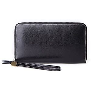 ZXSXDSAX Wallet for Women Leather Women's Wallet Large-capacity Long Oil Wax Cowhide Women's Card Holder Purses Wallet(Color:Schwarz) ZXSXDSAX Wallet for Women Leather Women's Wallet Large-capacity Long Oil Wax Cowhide Women's Card Holder Purses Wallet(Color:Schwarz)