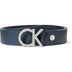 Calvin Klein Men's Leather Belt Silver CK Monogram Buckle, Navy, 80cm / 32" Length Calvin Klein Men's Leather Belt Silver CK Monogram Buckle, Navy, 80cm / 32" Length