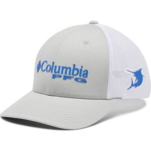 Columbia Unisex PFG Mesh Ball Cap, Cool Grey/White/Vivid Blue/Marlin, Large/X-Large Columbia Unisex PFG Mesh Ball Cap, Cool Grey/White/Vivid Blue/Marlin, Large/X-Large