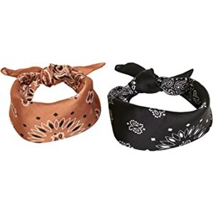 Urban Classics Satin Bandana, Pack of 2, Black+Cognac, One Size Urban Classics Satin Bandana, Pack of 2, Black+Cognac, One Size